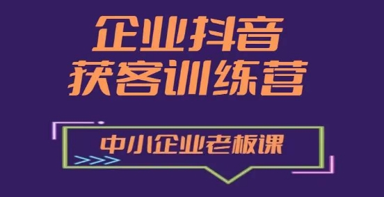 企业抖音营销获客增长训练营，中小企业老板必修课-一起网赚吧
