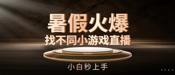 暑假火爆找不同小游戏直播间，小白秒上手【揭秘】-一起网赚吧