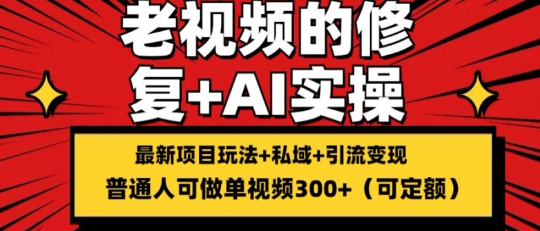 修复老视频的玩法，搬砖+引流的变现(可持久)，单条收益300+【揭秘】-一起网赚吧