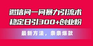 微信问一问暴力引流术,稳定日引300+创业粉,最新方法,条条爆款【揭秘】-一起网赚吧