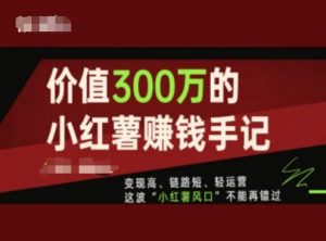 价值300万的小红书赚钱手记，变现高、链路短、轻运营，这波“小红薯风口”不能再错过-一起网赚吧