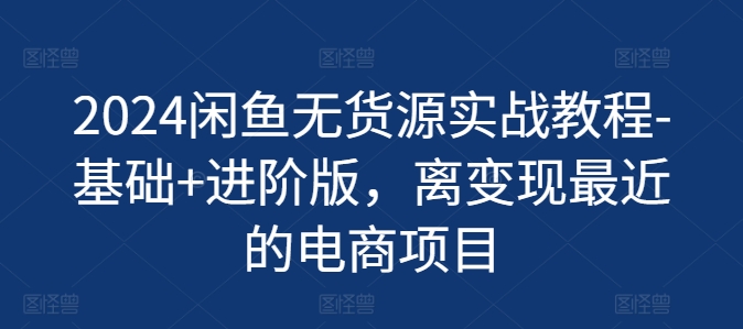 2024闲鱼无货源实战教程-基础+进阶版，离变现最近的电商项目-一起网赚吧