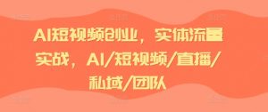 AI短视频创业，实体流量实战，AI/短视频/直播/私域/团队-一起网赚吧