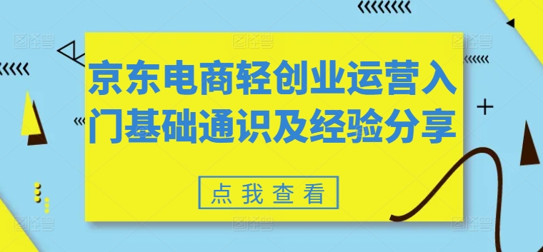 京东电商轻创业运营入门基础通识及经验分享-一起网赚吧