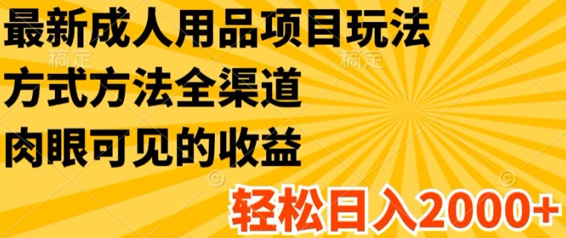 最新成人用品项目玩法，方式方法全渠道，轻松日入2K+【揭秘】-一起网赚吧