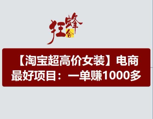 淘宝超高价女装项目，电商最好赛道，一单赚1000多-一起网赚吧