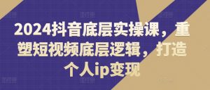 2024抖音底层实操课，​重塑短视频底层逻辑，打造个人ip变现-一起网赚吧