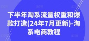 下半年淘系流量权重和爆款打造(24年7月更新)-淘系电商教程-一起网赚吧