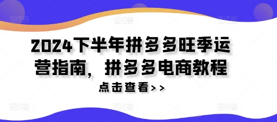 2024下半年拼多多旺季运营指南，拼多多电商教程-一起网赚吧