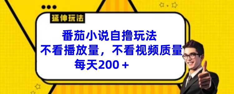 番茄小说自撸玩法，不看播放量，不看视频质量，每天200+【揭秘】-一起网赚吧