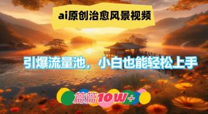ai原创治愈风景视频，引爆流量池，小白也能轻松上手，篇篇10w+【揭秘】-一起网赚吧