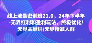 线上流量密训班21.0,24年下半年-无界红利和盈利玩法,终极优化/无界关键词/无界精准人群-一起网赚吧