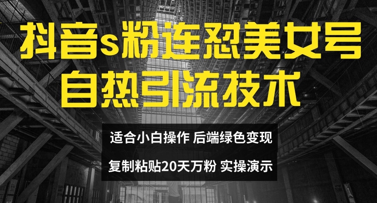 抖音s粉连怼美女号自热引流技术复制粘贴，20天万粉账号，无需实名制，矩阵操作【揭秘】-一起网赚吧