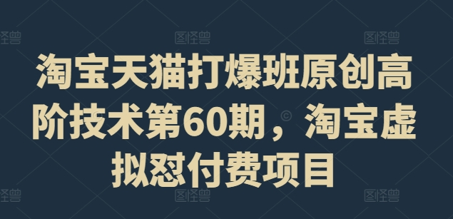 淘宝天猫打爆班原创高阶技术第60期，淘宝虚拟怼付费项目-一起网赚吧