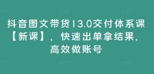 抖音图文带货13.0交付体系课【新课】，快速出单拿结果，高效做账号-一起网赚吧