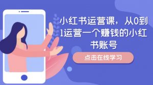 小红书运营课，从0到1运营一个赚钱的小红书账号-一起网赚吧