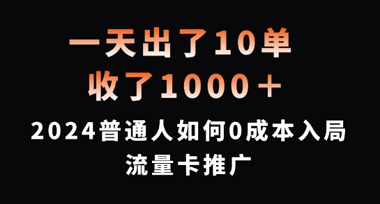一天出了10单，收了1000+，2024普通人如何0成本入局流量卡推广【揭秘】-一起网赚吧