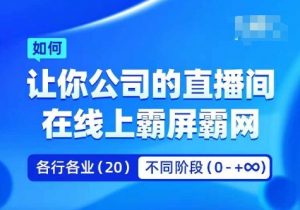 企业矩阵直播霸屏实操课，让你公司的直播间在线上霸屏霸网-一起网赚吧