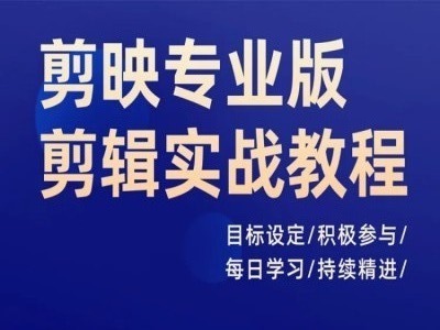 剪映专业版剪辑实战教程，目标设定/积极参与/每日学习/持续精进-一起网赚吧