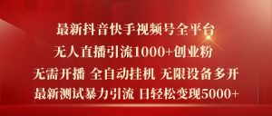 最新抖音快手视频号全平台无人直播引流1000+精准创业粉,日轻松变现5k+【揭秘】-一起网赚吧