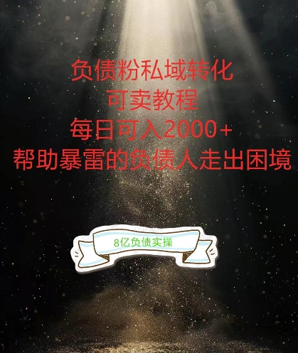 负债粉掘金计划，帮助负债者解决问题，债务规划，债务重组，最好的变现方式【揭秘】-一起网赚吧