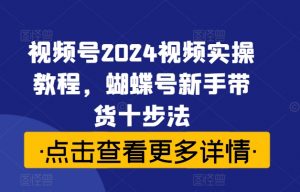 视频号2024视频实操教程，蝴蝶号新手带货十步法-一起网赚吧
