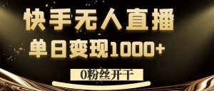 0粉丝开干，快手无人直播，单日变现1k+【揭秘】-一起网赚吧