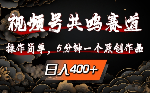 视频号共鸣赛道，操作简单，5分钟1个原创作品，日入几张【揭秘】-一起网赚吧