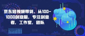 京东短视频带货，从100-1000创业版，专注创业者，工作室，团队-一起网赚吧