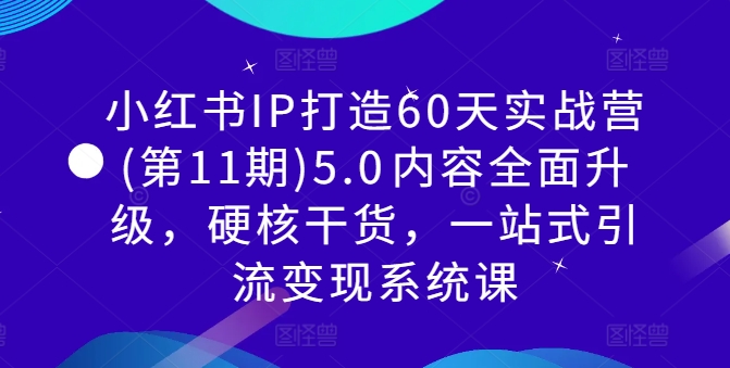 小红书IP打造60天实战营(第11期)5.0​内容全面升级，硬核干货，一站式引流变现系统课-一起网赚吧