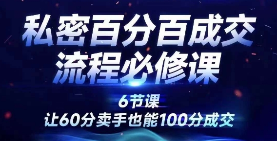 私密百分百成交流程线上训练营，绝对成交，让60分卖手也能100分成交-一起网赚吧