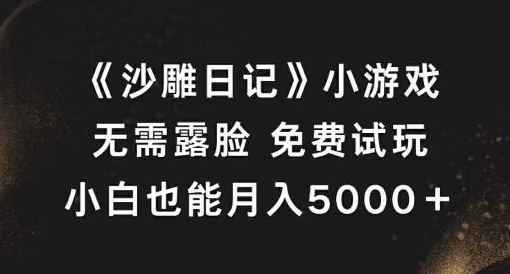 《沙雕日记》小游戏，无需露脸免费试玩，小白也能月入5000+【揭秘】-一起网赚吧