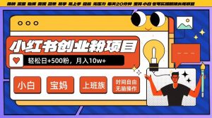 小红书创业粉项目日+500粉，每天20分钟躺赚长尾收益，无脑操作，宝妈，小白抓紧冲【揭秘】-一起网赚吧