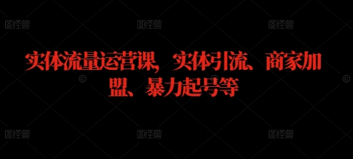 实体流量运营课，实体引流、商家加盟、暴力起号等-一起网赚吧