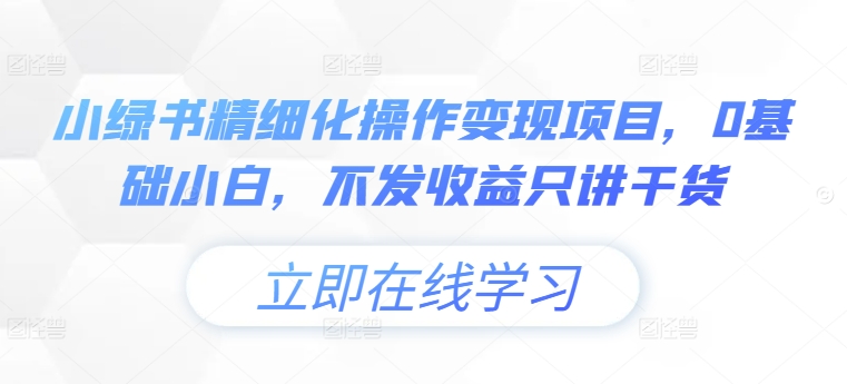 小绿书精细化操作变现项目，0基础小白，不发收益只讲干货-一起网赚吧