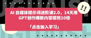 AI自媒体提示词进阶课2.0，14天用 GPT创作爆款内容提效10倍-一起网赚吧
