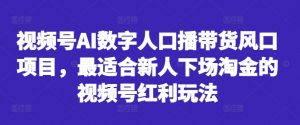视频号AI数字人口播带货风口项目，最适合新人下场淘金的视频号红利玩法-一起网赚吧