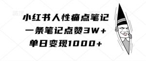 小红书人性痛点笔记,一条笔记点赞3W+,单日变现1k-一起网赚吧
