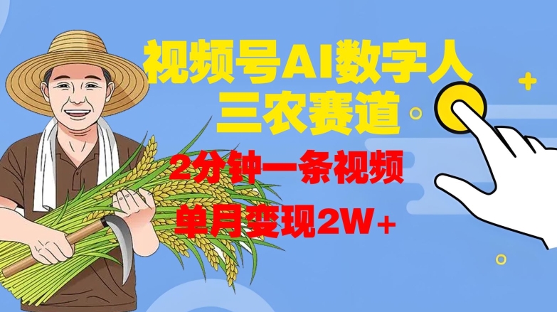 视频号AI数字人玩转三农赛道，2分钟一条视频，单月变现2W+-一起网赚吧