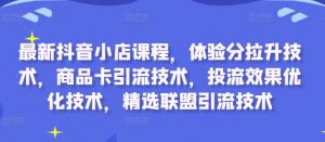 最新抖音小店课程,体验分拉升技术,商品卡引流技术,投流效果优化技术,精选联盟引流技术-一起网赚吧