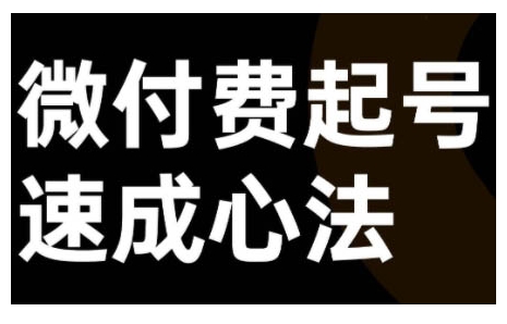 微付费起号速成课，视频号直播+抖音直播，微付费起号速成心法-一起网赚吧