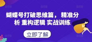 蝴蝶号打破思维篇， 精准分析 重构逻辑 实战训练-一起网赚吧