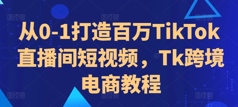 从0-1打造百万TikTok直播间短视频，Tk跨境电商教程-一起网赚吧