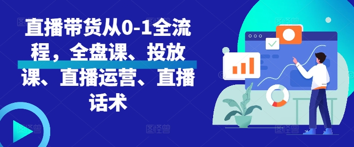 直播带货从0-1全流程，全盘课、投放课、直播运营、直播话术-一起网赚吧