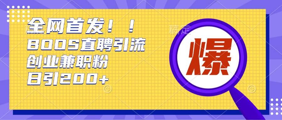 通过Boss直聘，每天轻松钓到200+多条创业大鱼的秘籍【揭秘】-一起网赚吧