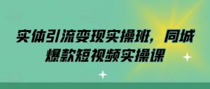 实体引流变现实操班，同城爆款短视频实操课-一起网赚吧