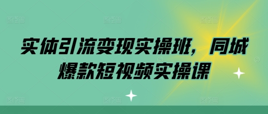 实体引流变现实操班，同城爆款短视频实操课-一起网赚吧