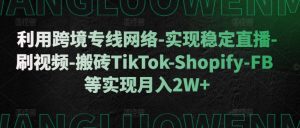 利用跨境专线网络-实现稳定直播-刷视频-搬砖TikTok-Shopify-FB等实现月入2W+【揭秘】-一起网赚吧