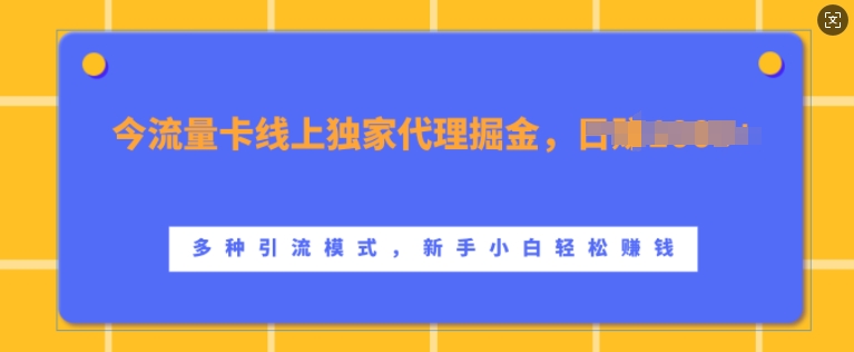 流量卡线上独家代理掘金，日入1k+ ，多种引流模式，新手小白轻松上手【揭秘】-一起网赚吧