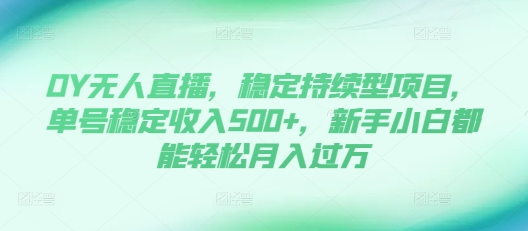 DY无人直播，稳定持续型项目，单号稳定收入500+，新手小白都能轻松月入过万【揭秘】-一起网赚吧